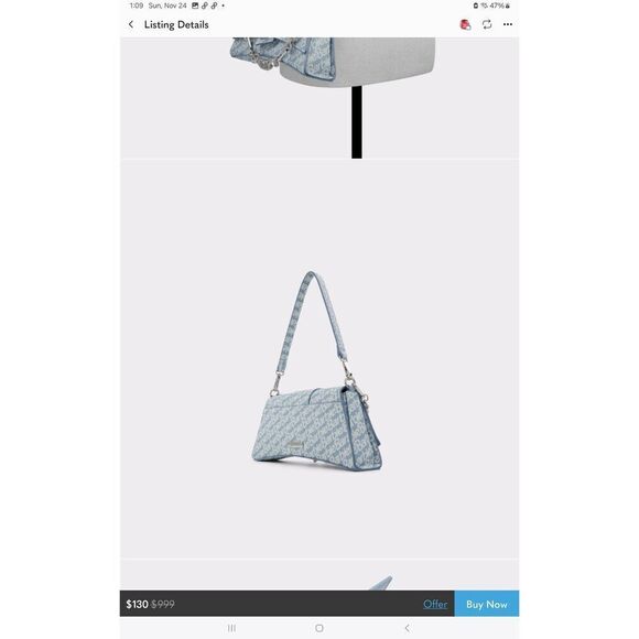 NWT~ALDO X BARBIE VOGUE Blue & Rhinestones Limited Edition Shoulder Bag Purse - Picture 4 of 9